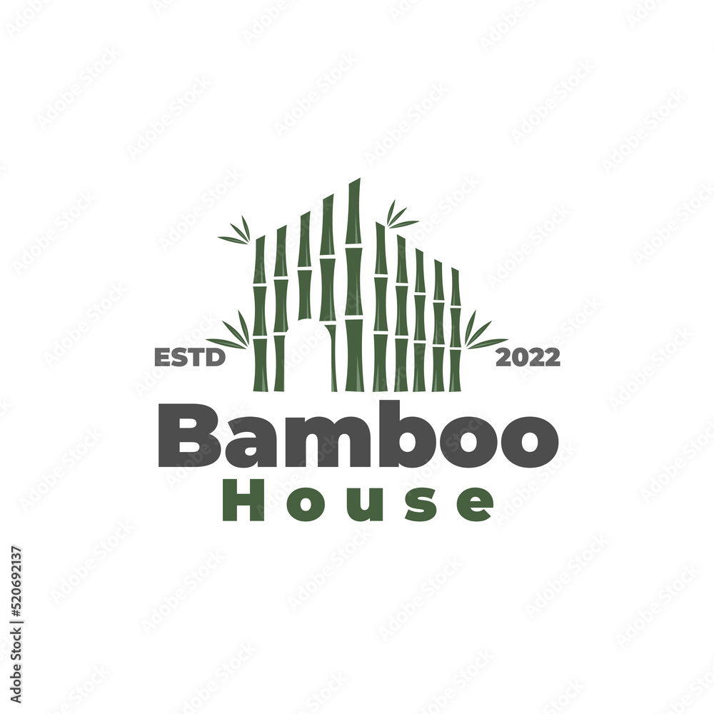 Simple Bamboo House Vector Illustration Logo