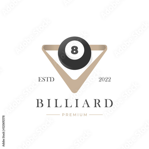 Simple Billiard Ball In A Triangle Vector Illustration Logo
