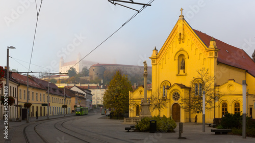 Photography Historical center of Bratislava with colorful streets in Slovakia