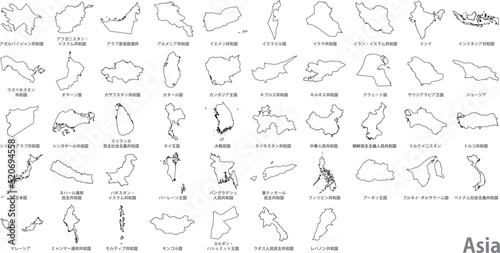白地図　アジア各国セット
