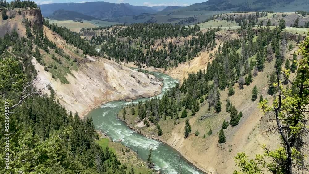View of the Yellowstone River from the Calcite Springs overlook in Yellowstone National Park Wyoming View of the Yellowstone River from the Calcite Springs overlook in Yellowstone National Park Wyoming