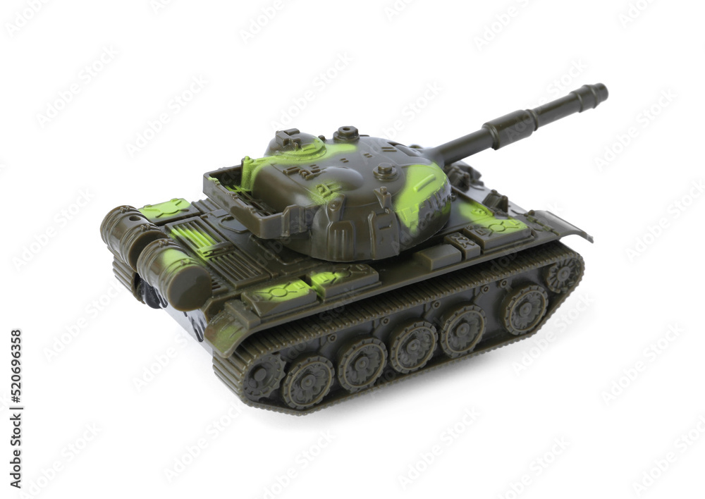 One toy military tank isolated on white