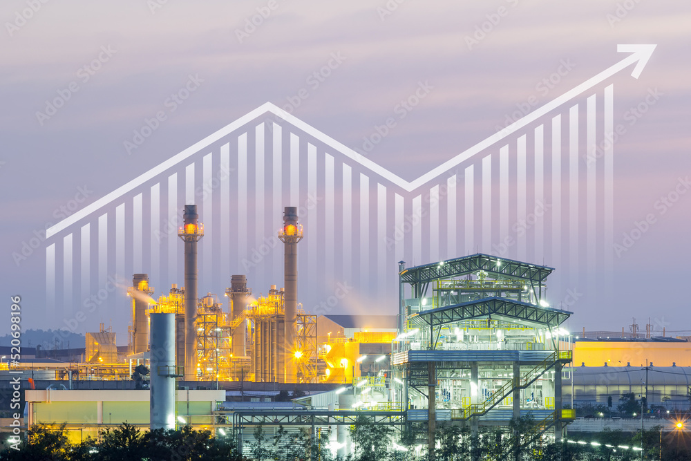 Increasing Power Foto de Power plant, gas fired power station. Include increasing bar ...