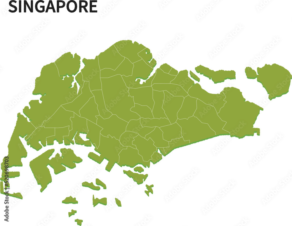 Obraz premium シンガポール/SINGAPOREの地域区分イラスト