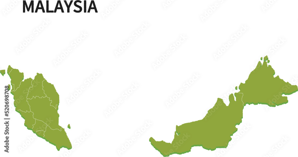 Obraz premium マレーシア/MALAYSIAの地域区分イラスト