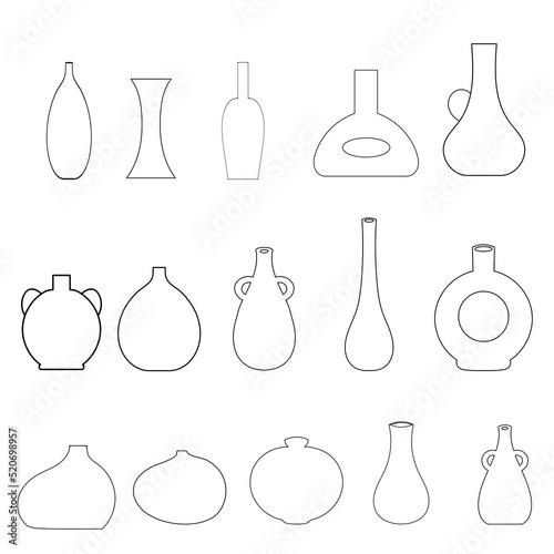 Set of Modern Vase outline illustration