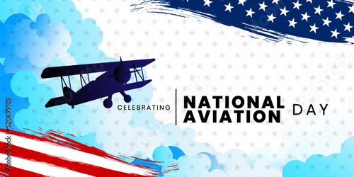 National Aviation Day.  August 19. Design for poster, greeting card, banner,background. Vector illustration