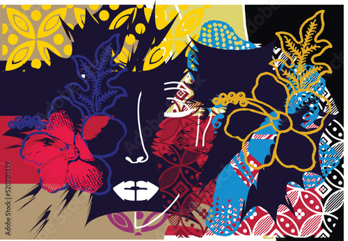A colorful design of the mask with decorative floral motifs, artistic design art, exclusive for various purposes, EPS 10