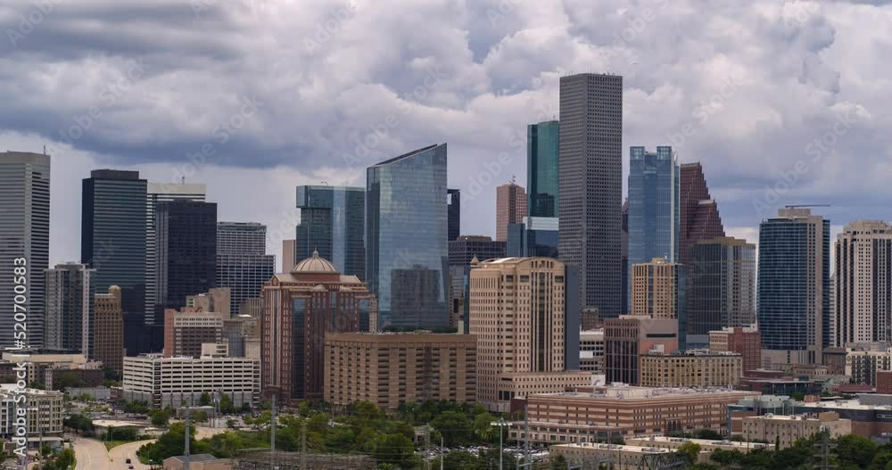 High angle drone view of downtown Houston High angle drone view of downtown Houston