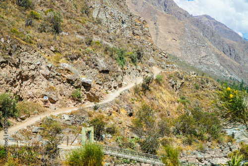 Amazing view of the train in the station of Poroy, where people travel to get to the ancient city of Machu Pichu