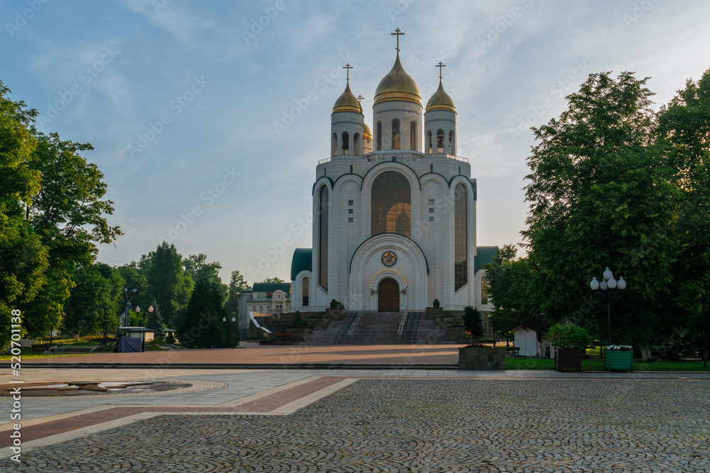 View of the Cathedral of Christ the Savior on Victory Square on a summer day, Kaliningrad, Russia