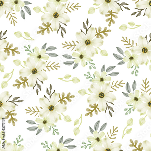 seamless pattern of soft yellow floral bouquet