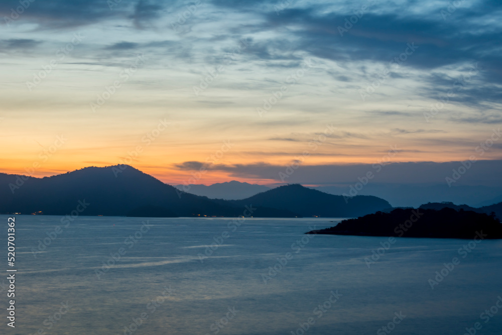 Sunset over the sea at the coast of Angra dos Reis town, State of Rio de Janeiro, Brazil. Photo taken with Nikon D7100, 18-200 lens, at 50mm, 6.0 sec f 11.0 ISO 100. Date: Dec 28, 2016
