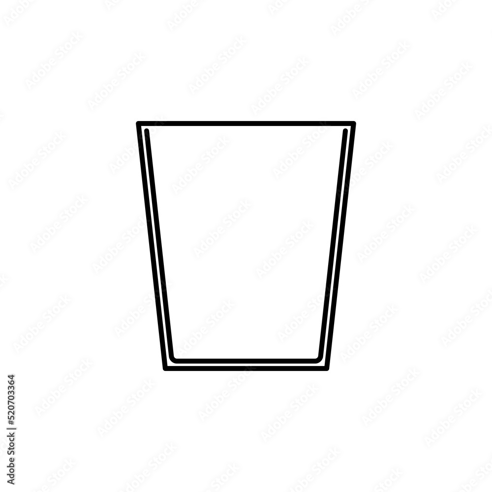 glass or cup line icon on white background. isolated, simple, lines, silhouettes and clean style. suitable for symbols, signs, icons or logos