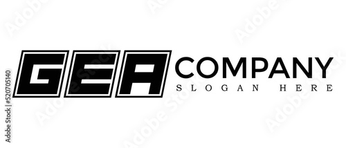 GEA three Letter Rounded rectangle boxes shape element symbol digital initial technology Media business logo design, Vector Template