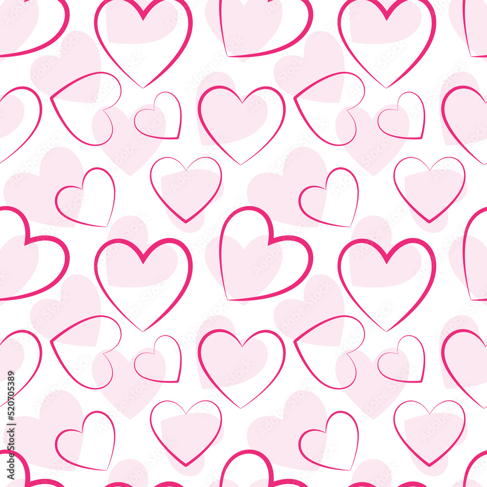 Layered seamless vector pattern with red hearts. St. Valentine's day and romantic concept. Layered seamless vector pattern with red hearts. St. Valentine's day and romantic concept.