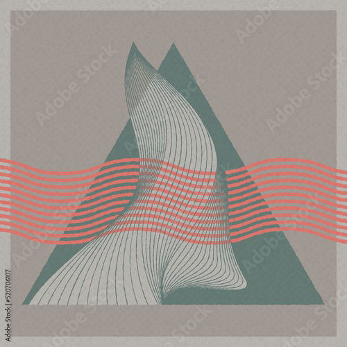 Vector template with primitive shapes elements, modern hipster style. Abstract geometric banner with waves and dynamic lines. Ink stylized vector illustration. photo