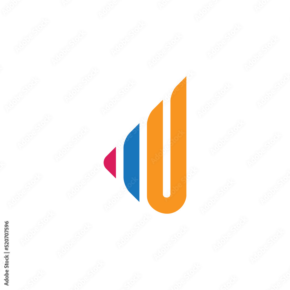 letter u triangle stripes colorful line logo vector