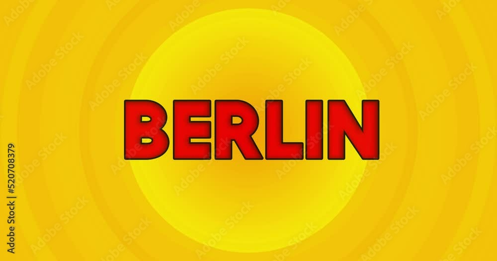 Berlin text with yellow hot summer sun. Simple animation of a bright orange sunlight. Berlin text with yellow hot summer sun. Simple animation of a bright orange sunlight.