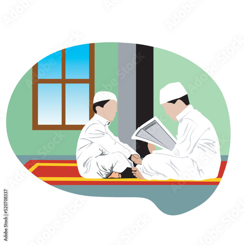 2 boys memorizing the Quran in the mosque