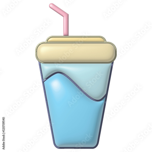 3D Soda Drink Cartoon Icon Illustration. 