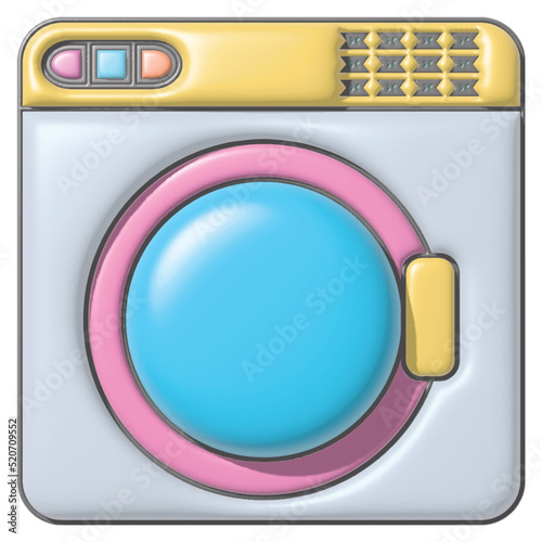 3D rendering washing machine cartoon style