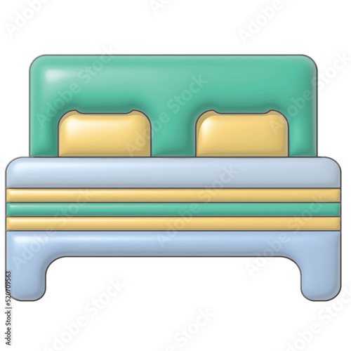 3D Bed vector Simple bed for hotel or hospital