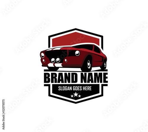 Muscle car silhouette logo vector concept badge emblem isolated