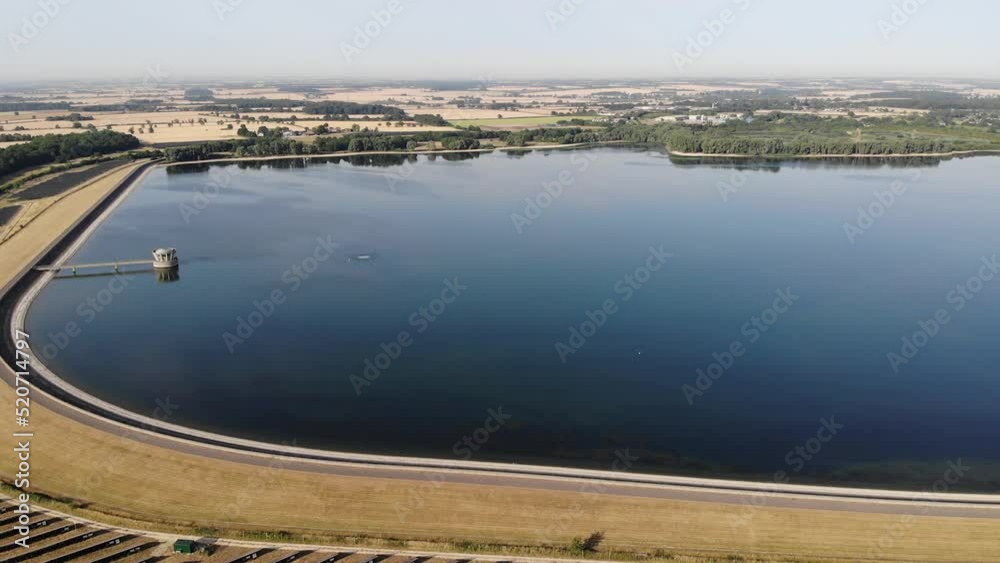 Drone shot of the Grafham Reservoir in Cambridgeshire, UK. 28.07.22 Drone shot of the Grafham Reservoir in Cambridgeshire, UK. 28.07.22