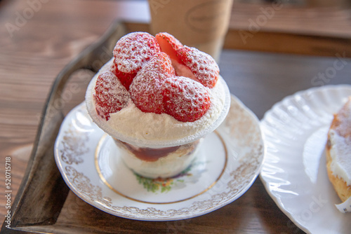 Delicious strawberry dessert sold at a cafe