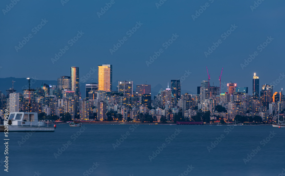 Obraz premium Vancouver BC Canada Skylines at Night. Vancouver is the third most populous metropolitan area in Canada