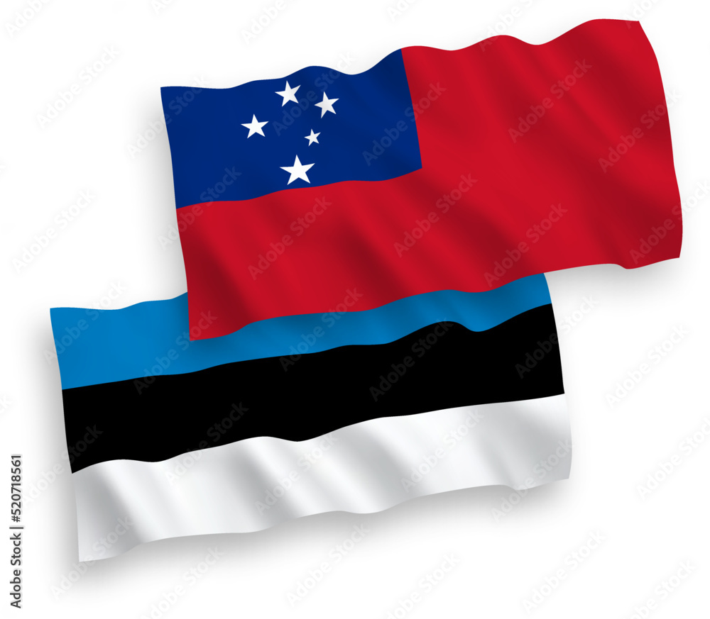 National vector fabric wave flags of Estonia and Independent State of Samoa isolated on white background. 1 to 2 proportion. National vector fabric wave flags of Estonia and Independent State of Samoa isolated on white background. 1 to 2 proportion.