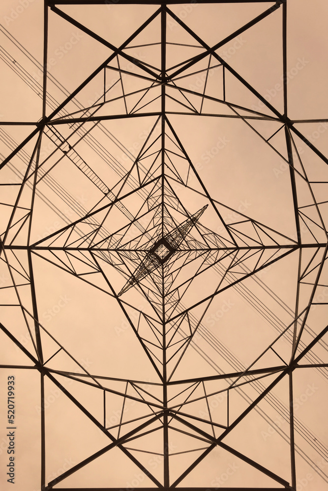 Fototapeta premium high voltage post.High-voltage tower sky background.