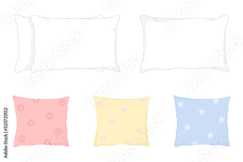 Vector - Collection of pillow, cushion isolated on white background.