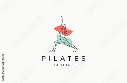Pilates yoga logo icon design template flat vector illustration