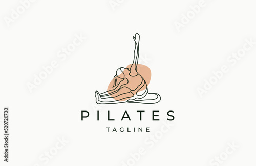 Pilates yoga logo icon design template flat vector illustration