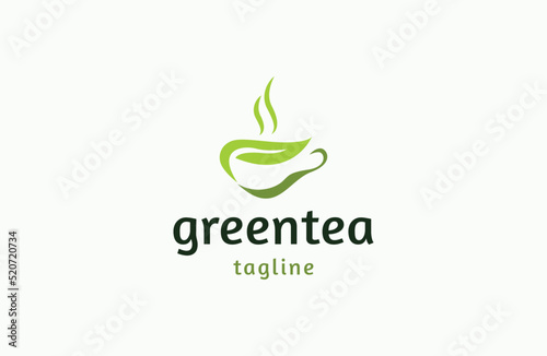 Green tea logo icon design template flat vector illustration
