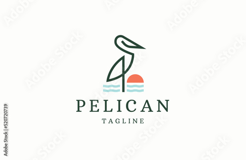 Pelican bird logo icon design template flat vector illustration