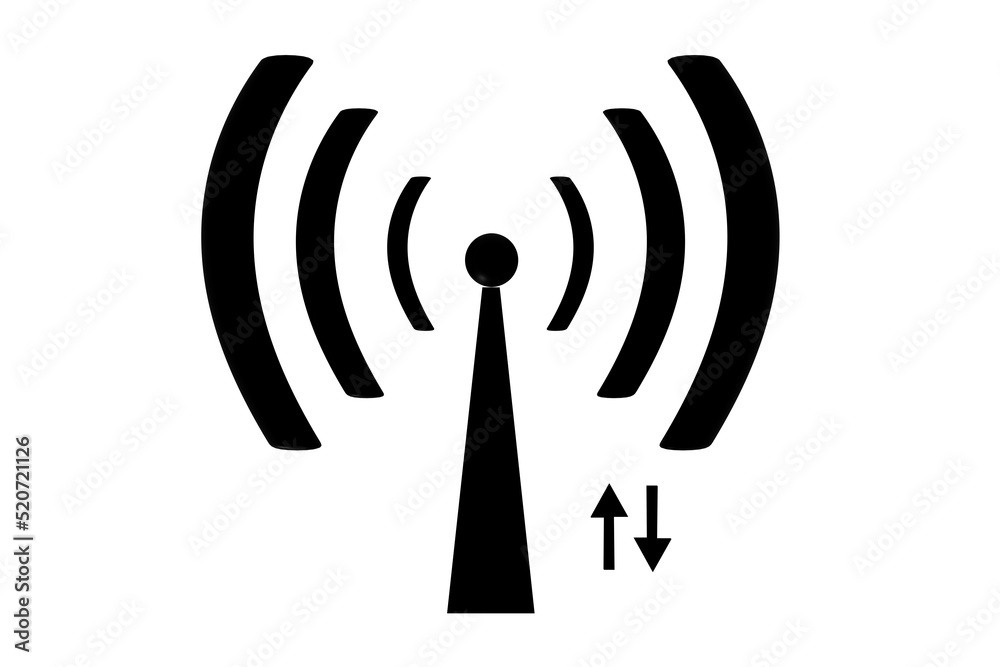 3D wifi sign symbol black white background isolated 3D wifi sign symbol black white background isolated