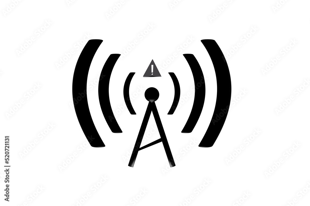 3D wifi sign symbol black white background isolated