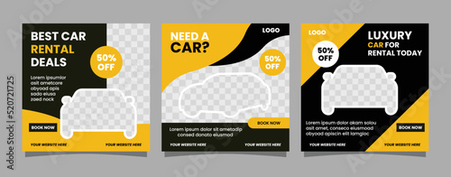 Car rental online and social media promotion template. Advertising, advertising banner, product marketing