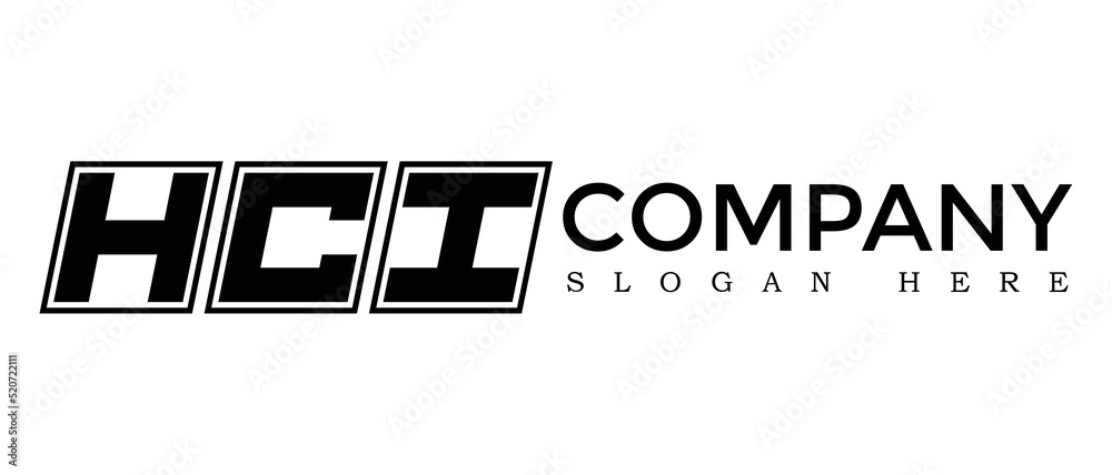 HCI three Letter Rounded rectangle boxes shape element symbol digital ...