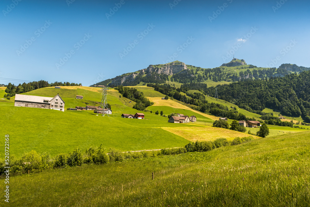 View of the mountain Hoher Kasten in the Appenzell Alps, Brülisau, Canton Appenzell Innerrhoden, Switzerland