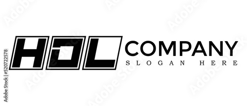 HDL three Letter Rounded rectangle boxes shape element symbol digital initial technology Media business logo design, Vector Template