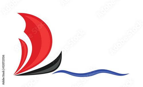 the Symbol of the red sailing vessel in the sea.