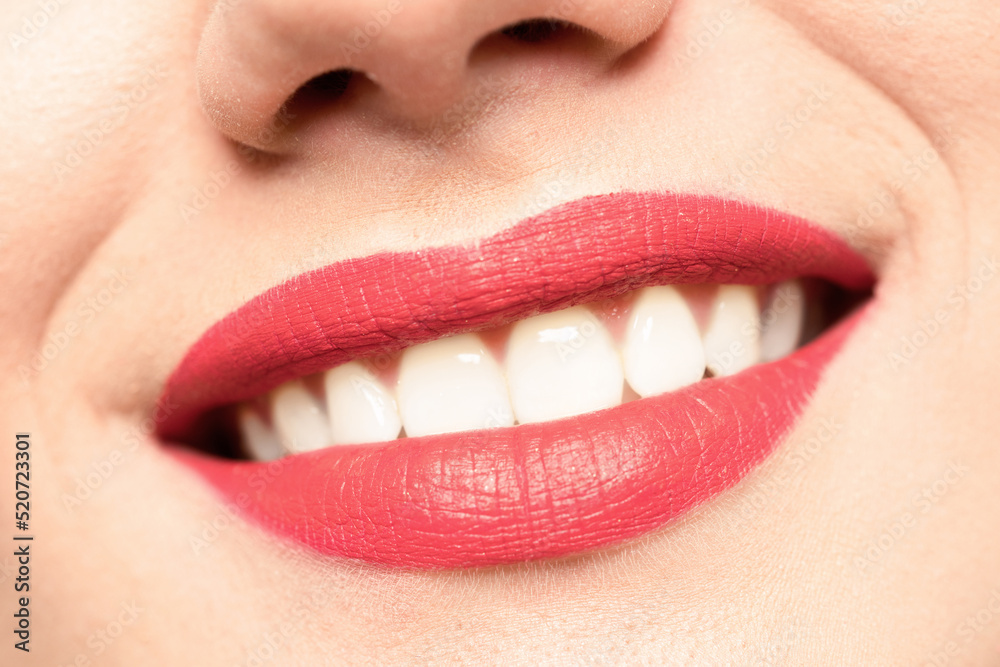 Beautiful red lips close up diagonally. Beautiful red lips close up diagonally.