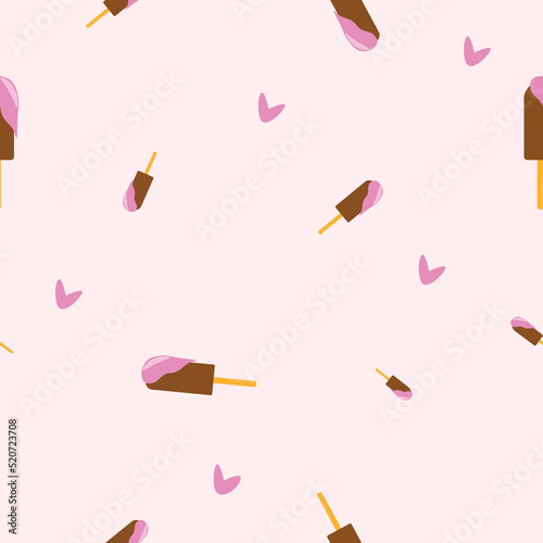 pink popsicle ice cream seamless pattern garmen design pink fabric love popsicle theme photo