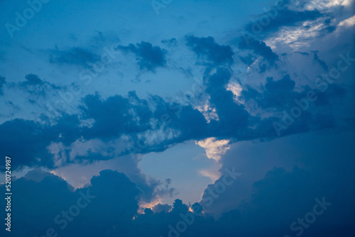Fototapeta Naklejka Na Ścianę i Meble -  Beautiful blue cloudy sky with lights