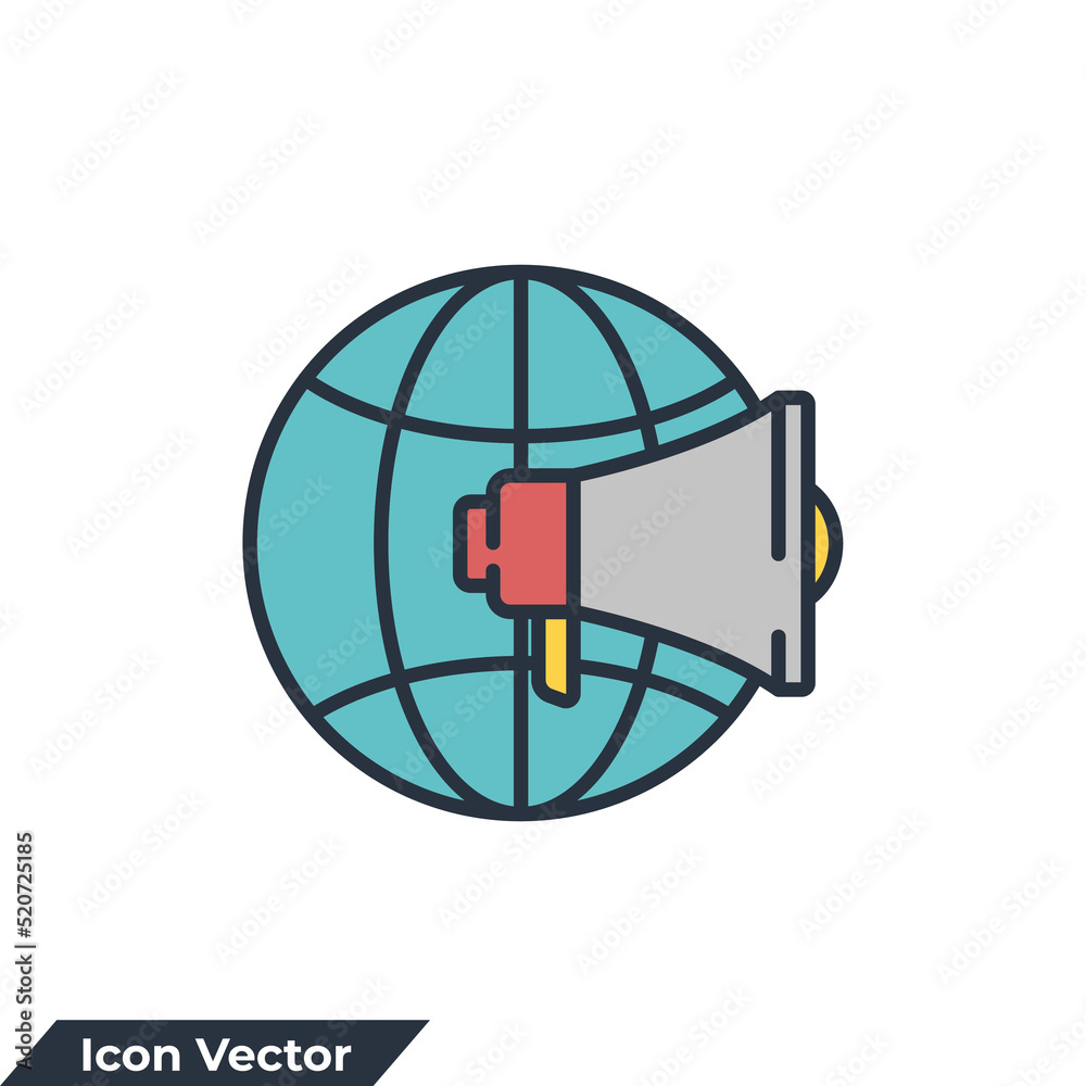 global marketing icon logo vector illustration. globe and megaphone symbol template for graphic and web design collection global marketing icon logo vector illustration. globe and megaphone symbol template for graphic and web design collection