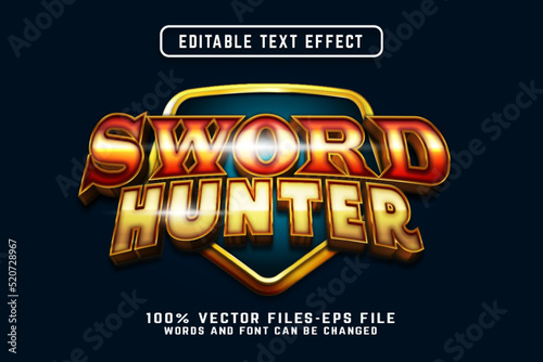 sward hunter text effect for medieval game premium vectors